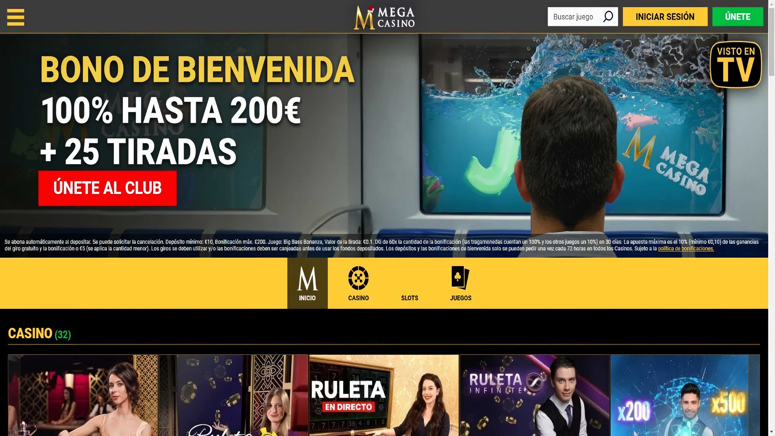 Sección de Mega Casino