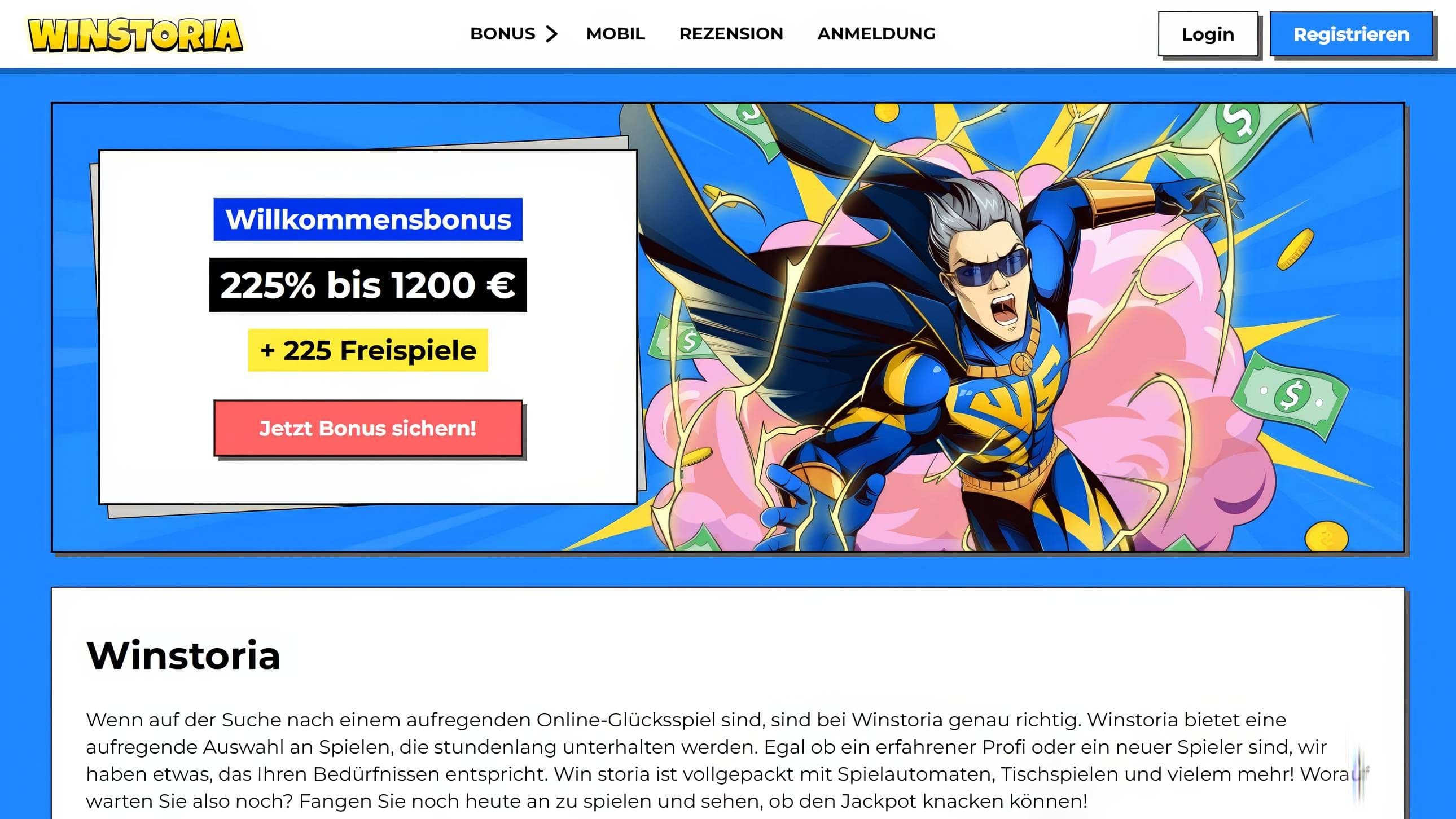 Winstoria Homepage Desktop