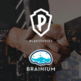 Playstudios' and Brainium's logos.
