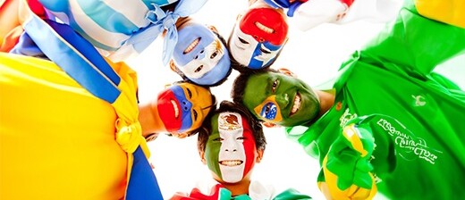 Players with flags of all countries from LatAm painted on their faces.